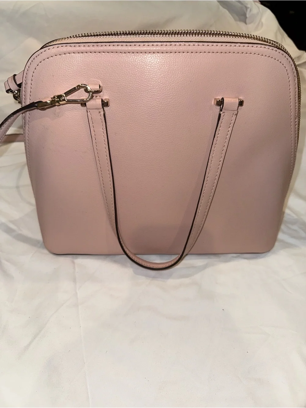 kate spade Blush Pink Pebbled Leather Satchel with Crossbody Strap